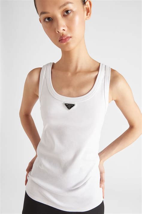 prada tank top white|prada logo tank top.